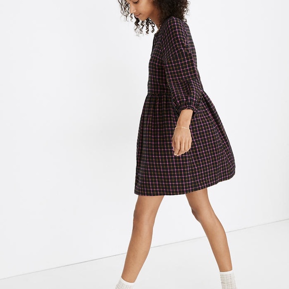 Plaid Flannel Raglan Button-Front Shirtdress - Picture 3 of 5